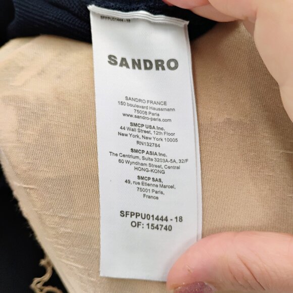 Sandro Two Tone Knit Dress Size 38 in Ecru/Marine - Picture 16 of 16